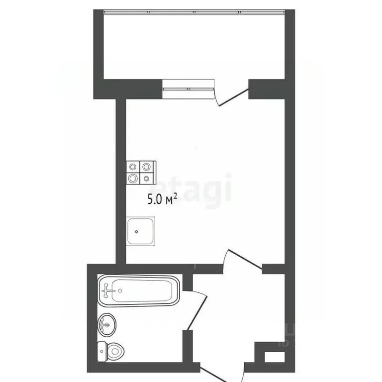 1-к кв. Тюменская область, Тюмень ул. Щорса, 1а (12.8 м) - Фото 2