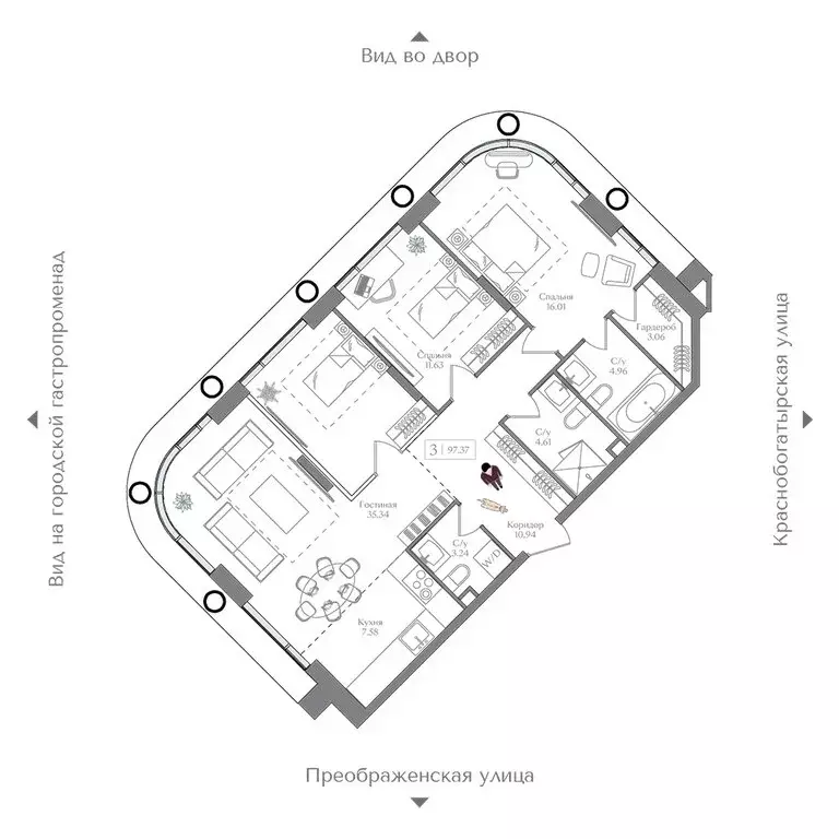 3-комнатная квартира: Москва, жилой комплекс Преображенская Площадь ... - Фото 1