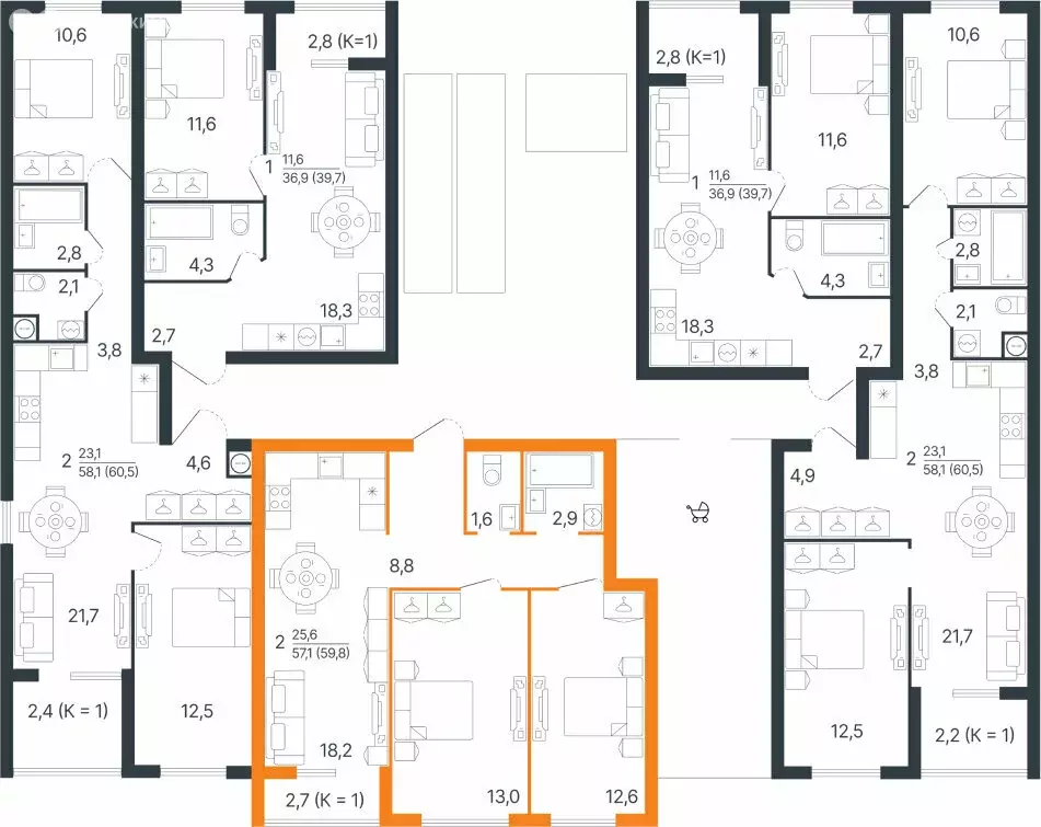 2-комнатная квартира: Тверь, Новая улица, 2 (59.8 м) - Фото 2