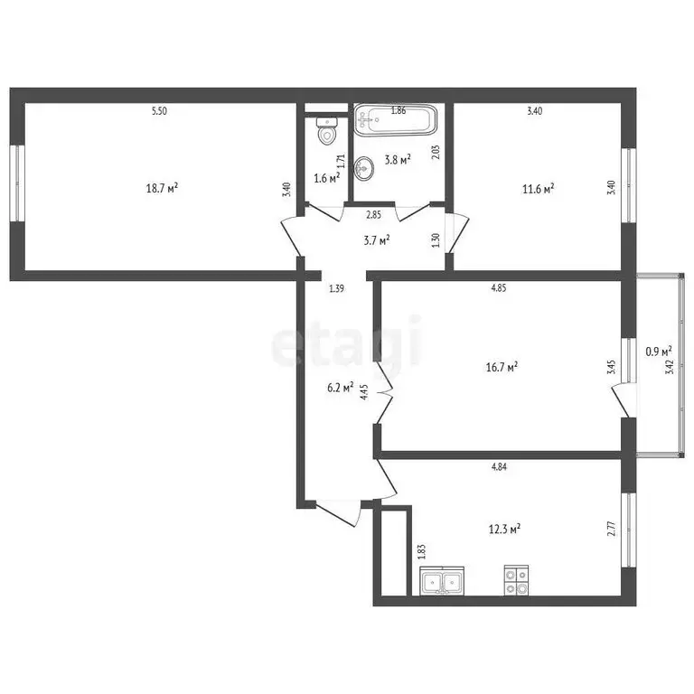 3-комнатная квартира: Калининград, Черниговская улица, 19А (74.6 м) - Фото 0