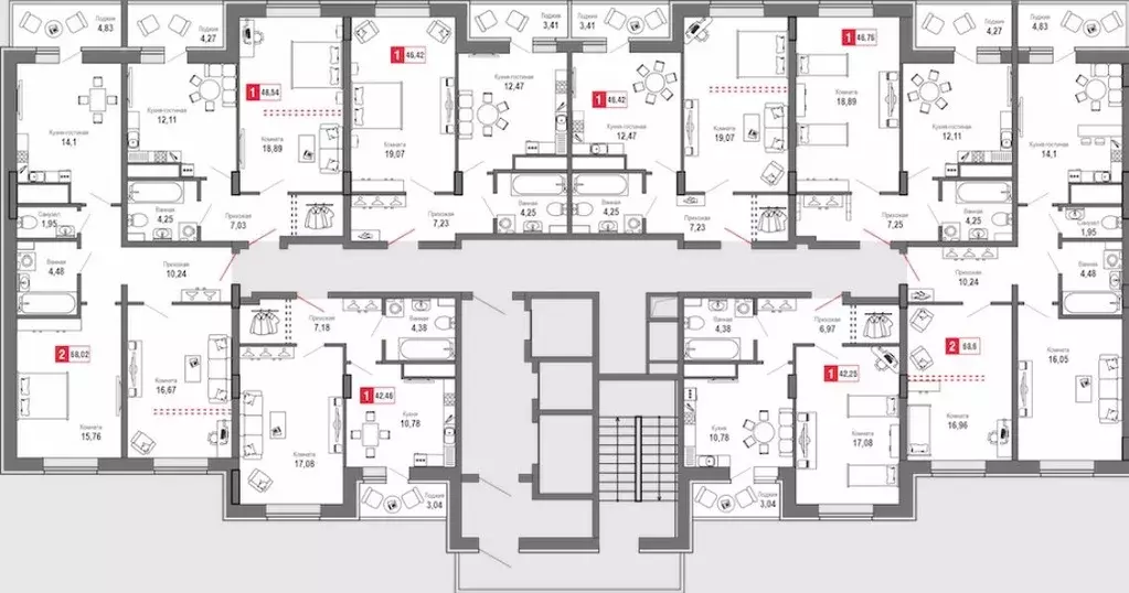 1-к кв. Тверская область, Тверь Оснабрюкская ул., 22к1 (45.46 м) - Фото 2