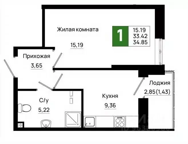 1-к кв. Ростовская область, Ростов-на-Дону Нефтекачка кв-л, Октябрь ... - Фото 0