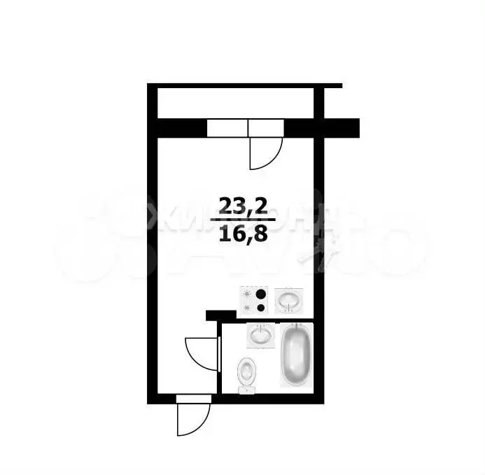 Квартира-студия, 23,2 м, 7/17 эт. - Фото 0