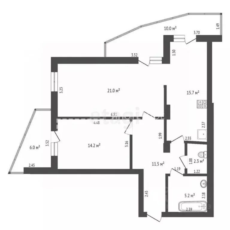 2-к кв. Ханты-Мансийский АО, Ханты-Мансийск ул. Свободы, 2Б (69.9 м) - Фото 0