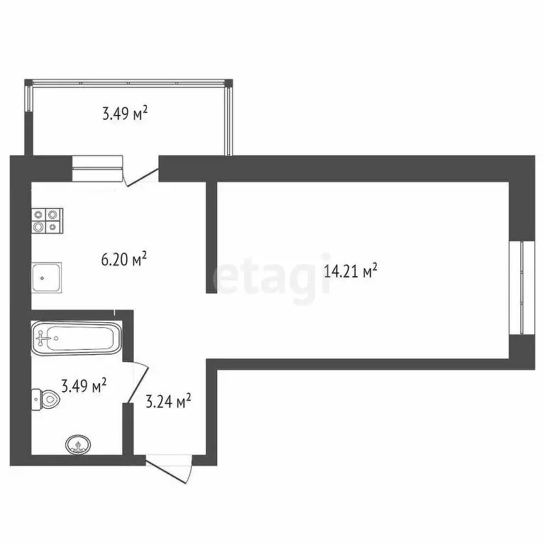 1-комнатная квартира: микрорайон Мелиораторов, улица Голышева, 4 (27.2 ... - Фото 0