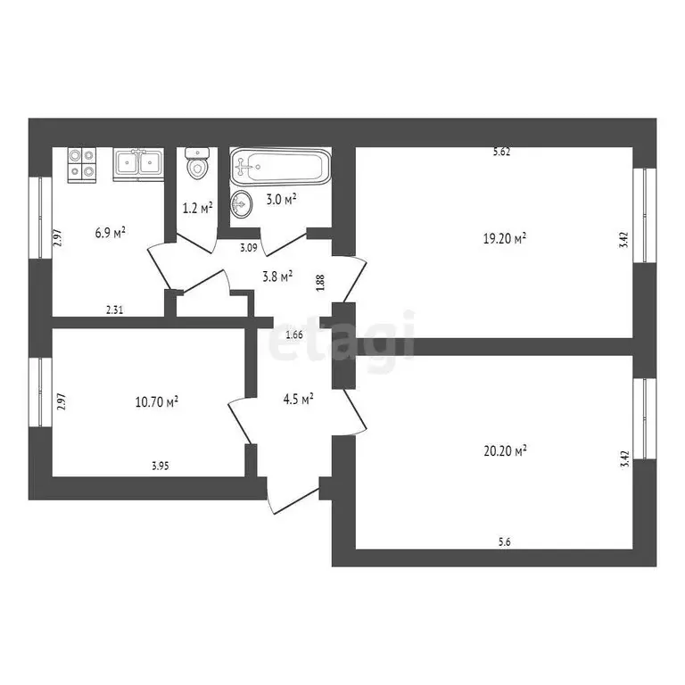 3-комнатная квартира: Саки, улица Ленина, 42 (69 м) - Фото 0
