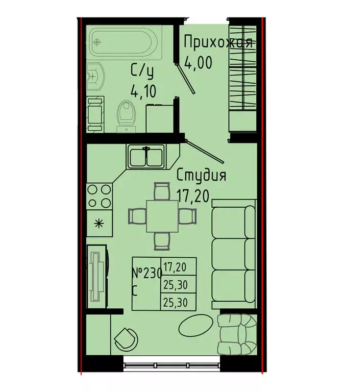 Квартира-студия: Коммунар, Железнодорожная улица, 41к2 (25.3 м) - Фото 1