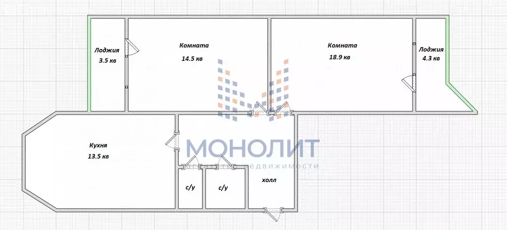 2-комнатная квартира: посёлок городского типа Бутово, жилой комплекс ... - Фото 1