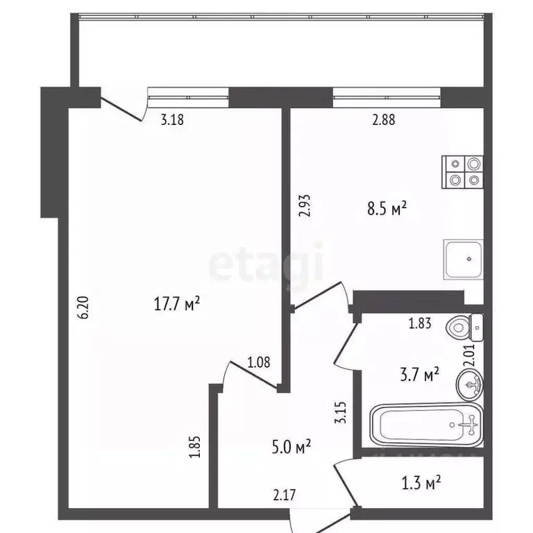 1-к кв. Башкортостан, Стерлитамак ул. 7 Ноября, 101 (37.5 м) - Фото 2