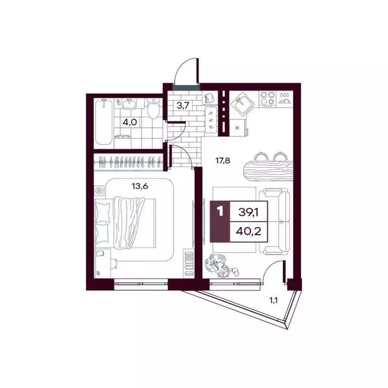 1-к кв. Тюменская область, Тюменский муниципальный округ, д. Дударева ... - Фото 1