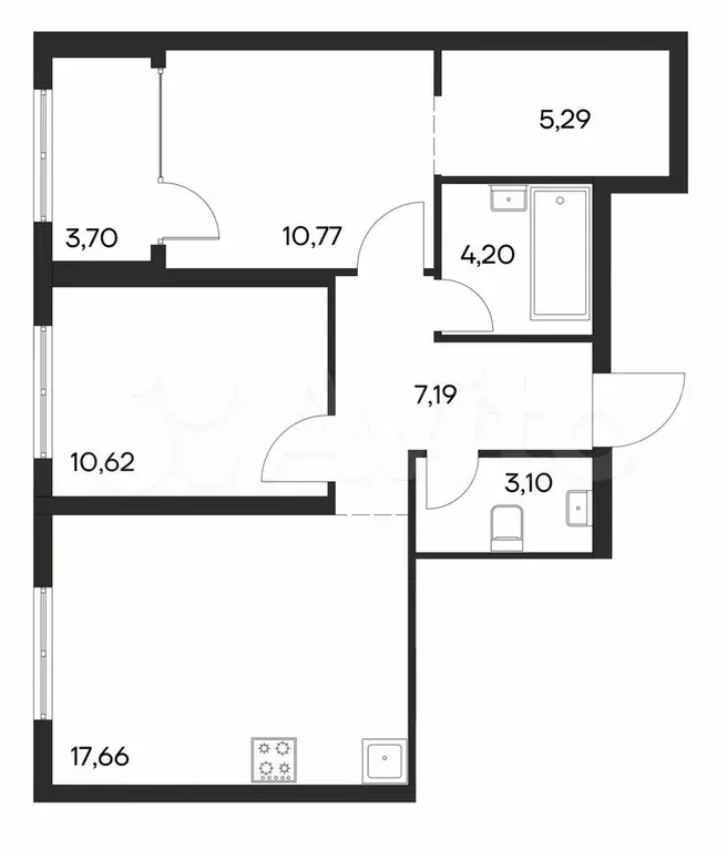 2-к. квартира, 62,5 м, 2/4 эт. - Фото 1
