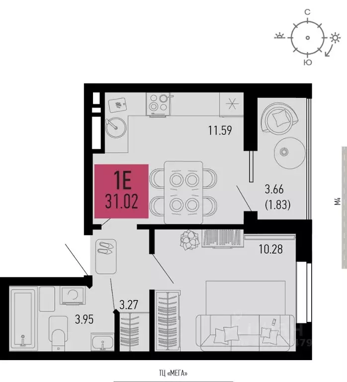 1-к кв. Ростовская область, Аксай  (31.02 м) - Фото 1