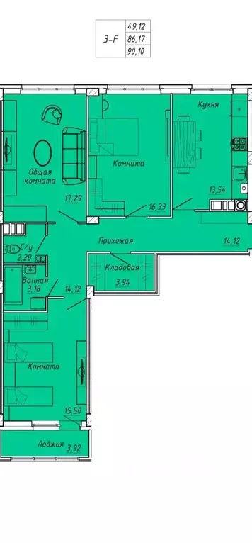 3-к кв. Ивановская область, Иваново Апрельская ул., 95 (90.1 м) - Фото 0
