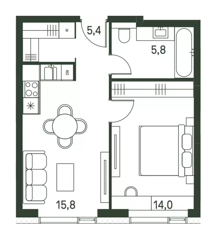 1-к квартира, 41 м - Фото 0