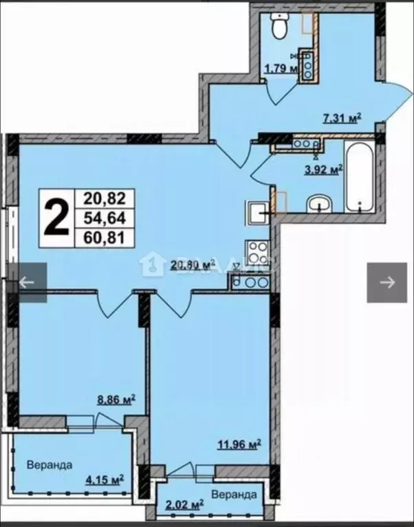 2-к кв. Владимирская область, Владимир ул. Чапаева, 6 (54.6 м) - Фото 2