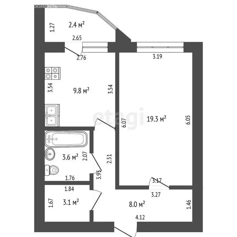 1-комнатная квартира: Стерлитамак, улица Артёма, 151А (43.8 м) - Фото 0
