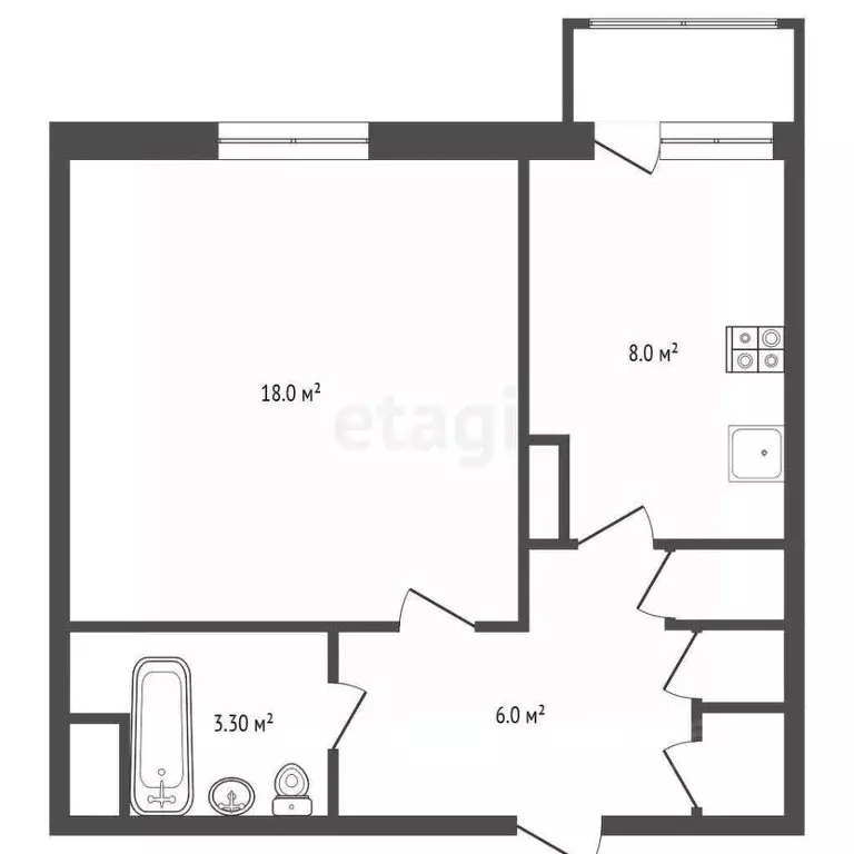 1-к кв. Ямало-Ненецкий АО, Новый Уренгой Восточный мкр, 6/4 (36.9 м) - Фото 2