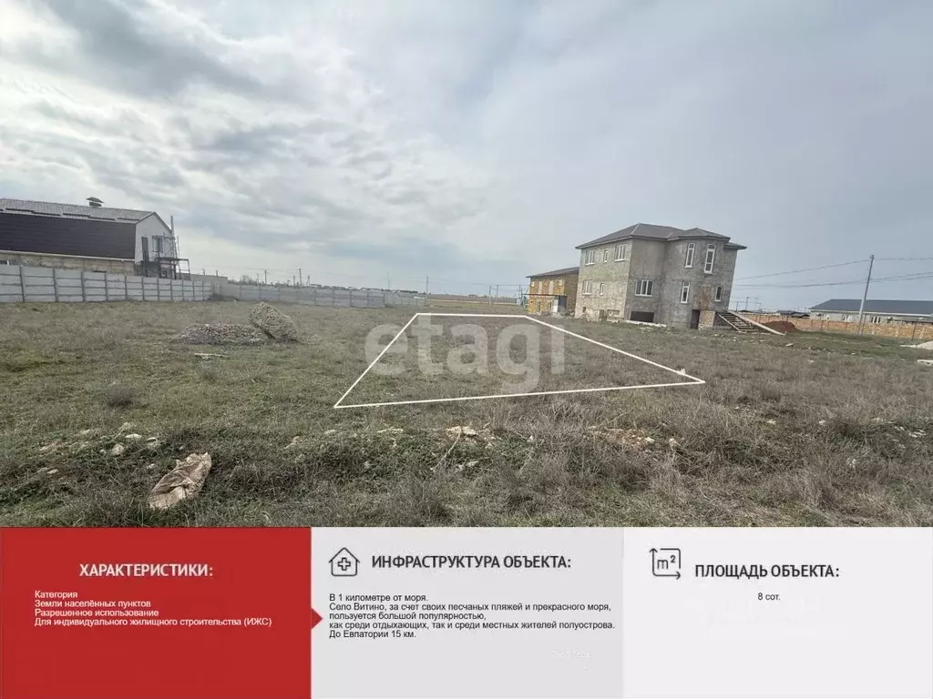Участок в Крым, Сакский район, Молочненское с/пос, с. Витино  (8.0 ... - Фото 1
