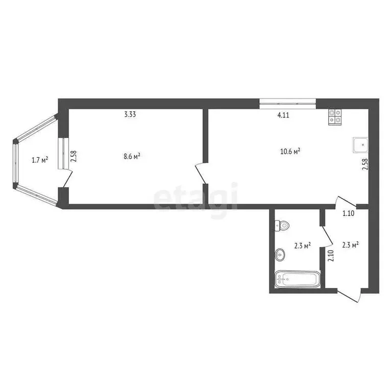 2-комнатная квартира: Витязево, Уютная улица, 2Г (25.5 м) - Фото 1