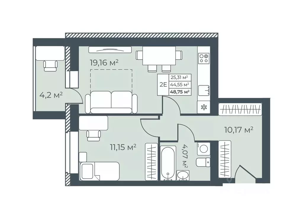 2-к кв. Тульская область, Узловая  (48.75 м) - Фото 1