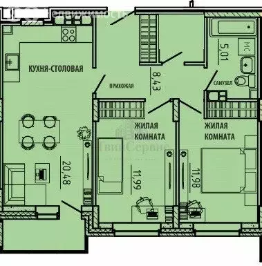 3-комнатная квартира: Тула, улица Сойфера, 16В (59.8 м) - Фото 1