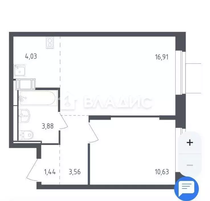 1-комнатная квартира: деревня Юрлово, к1/1 (40.4 м) - Фото 1