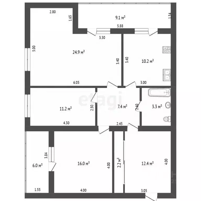 3-к кв. Ставропольский край, Кисловодск Велинградская ул. (89.1 м) - Фото 2