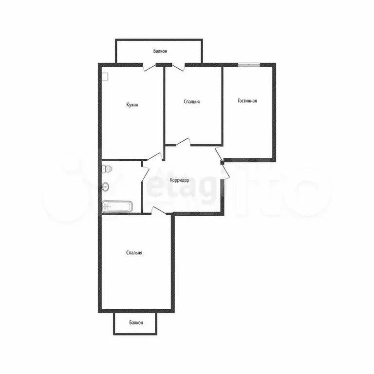 3-к. квартира, 75 м, 2/4 эт. - Фото 0