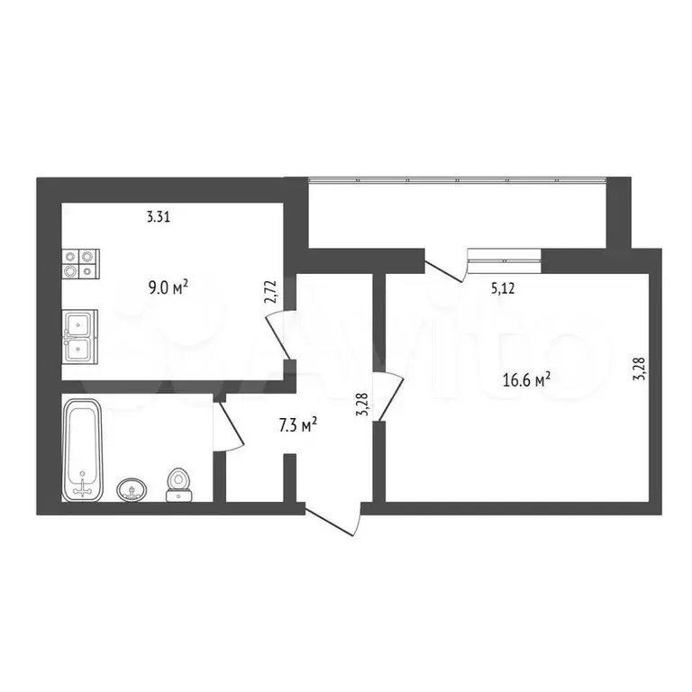 1-к. квартира, 35 м, 3/9 эт. - Фото 0