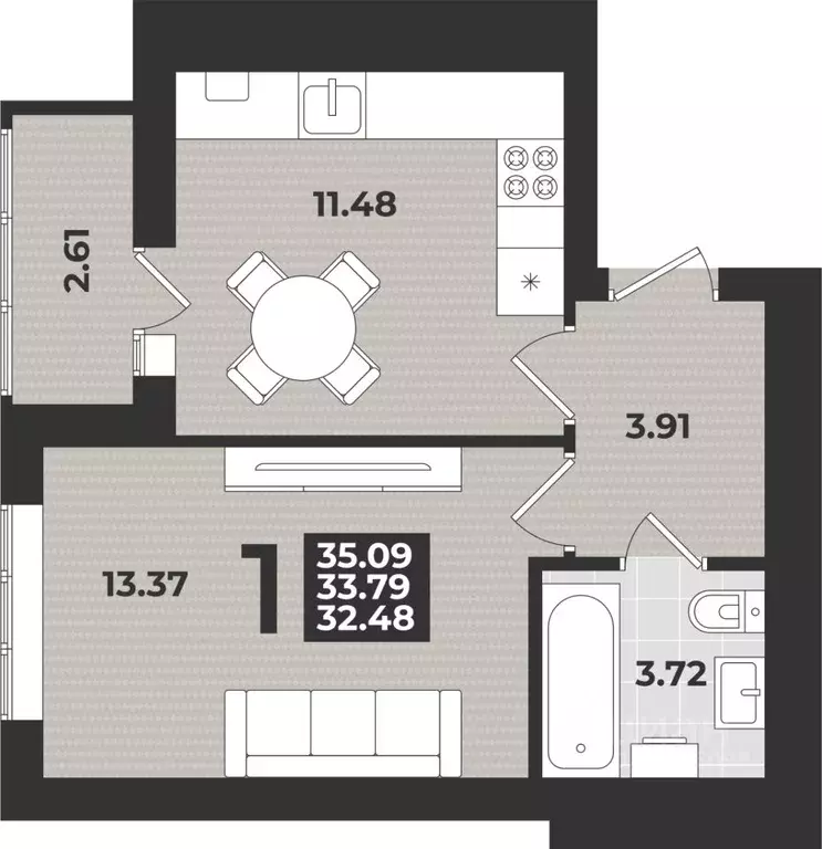 1-к кв. Калининградская область, Калининград ул. Героя России ... - Фото 0