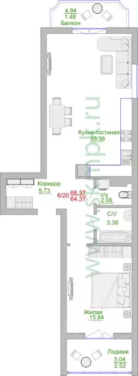 1-к кв. калининградская область, пионерский портовая ул, 5 (76.0 м) - Фото 0