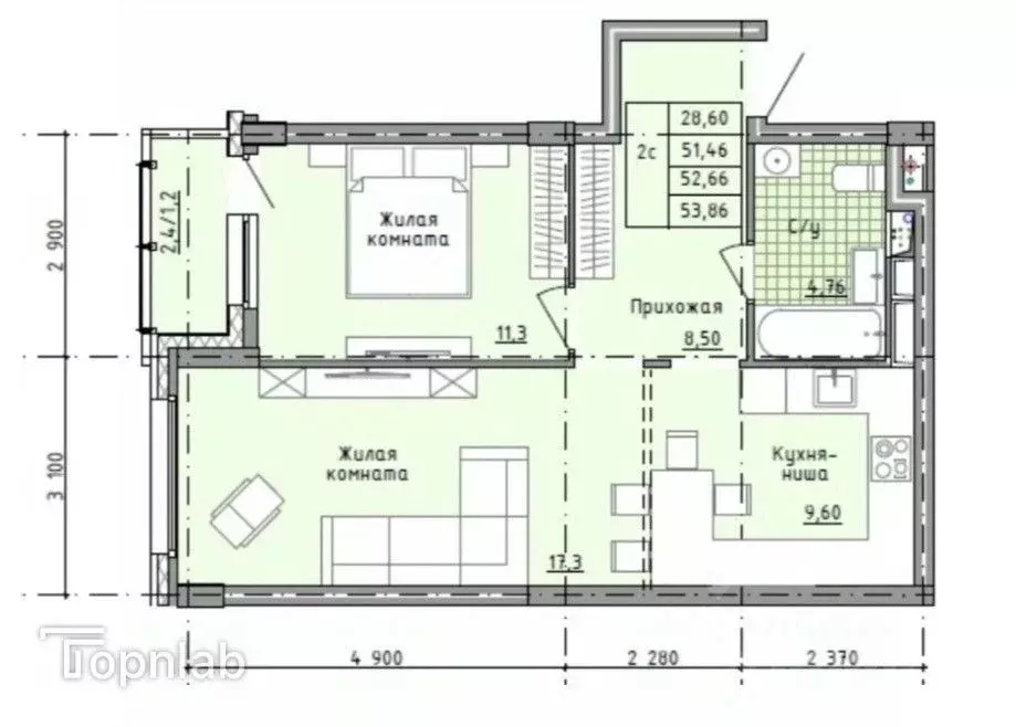 2-к кв. Московская область, Солнечногорск городской округ, Голубое пгт ... - Фото 2