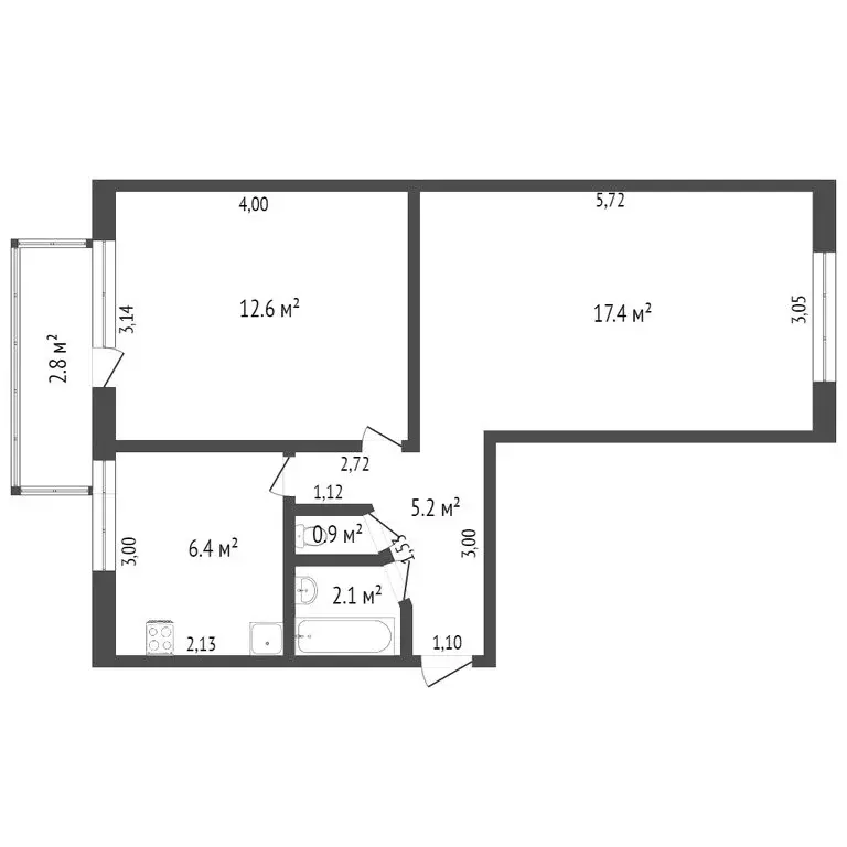 2-комнатная квартира: Ишим, улица Корушина, 11 (43.9 м) - Фото 1