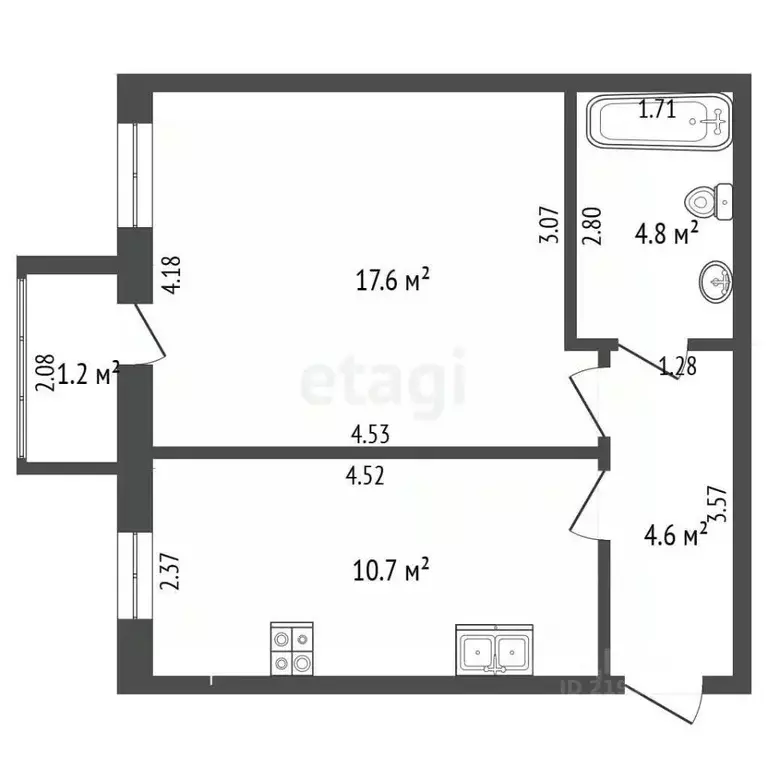1-к кв. Калининградская область, Калининград Артиллерийская ул., 58 ... - Фото 2