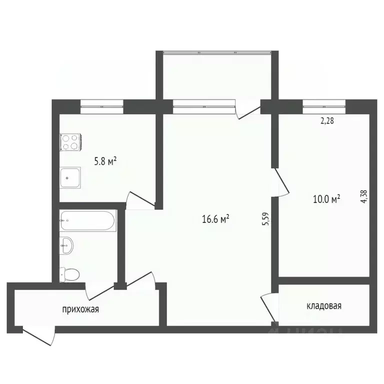 2-к кв. Вологодская область, Вологда Мишкольцская ул., 3А (42.1 м) - Фото 1
