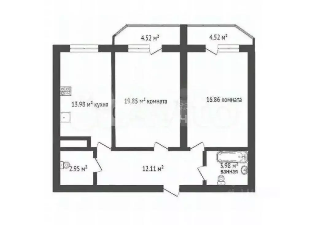 2-к кв. Санкт-Петербург ш. Суздальское, 12к2 (70.6 м) - Фото 1