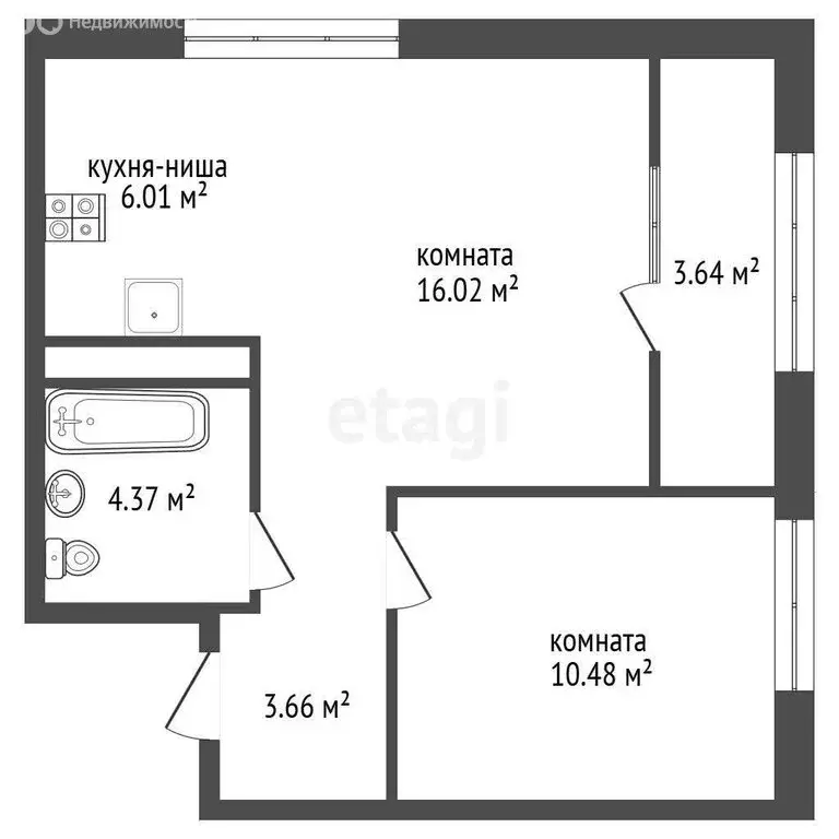 1-комнатная квартира: Новый Уренгой, проспект Губкина, 9Б (40.5 м) - Фото 1