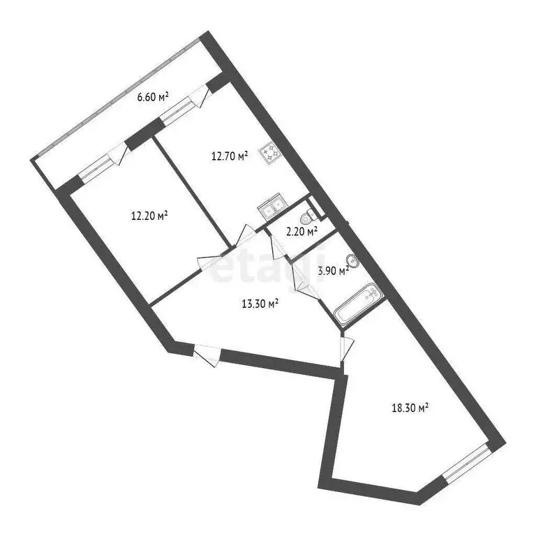 2-комнатная квартира: Санкт-Петербург, Парфёновская улица, 7к1 (62.6 ... - Фото 2