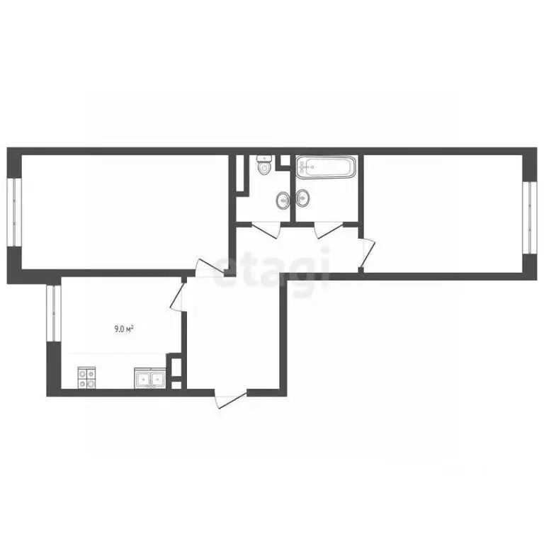 2-к кв. Ямало-Ненецкий АО, Ноябрьск Магистральная ул., 125 (55.2 м) - Фото 1