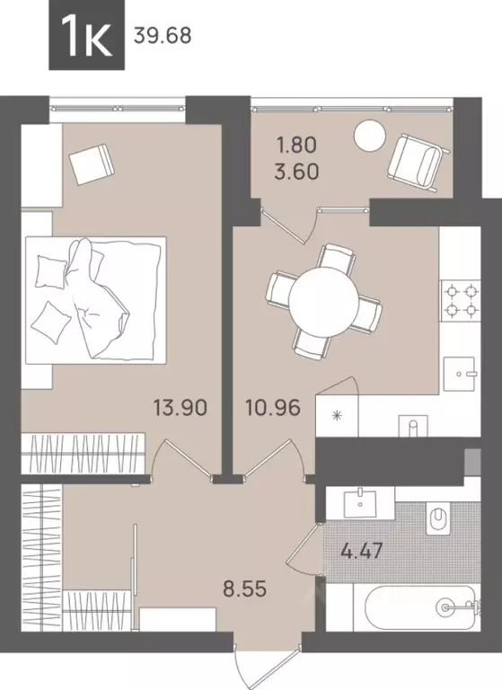 1-к кв. Калининградская область, Светлогорск Новая ул., 22к2 (39.68 м) - Фото 1