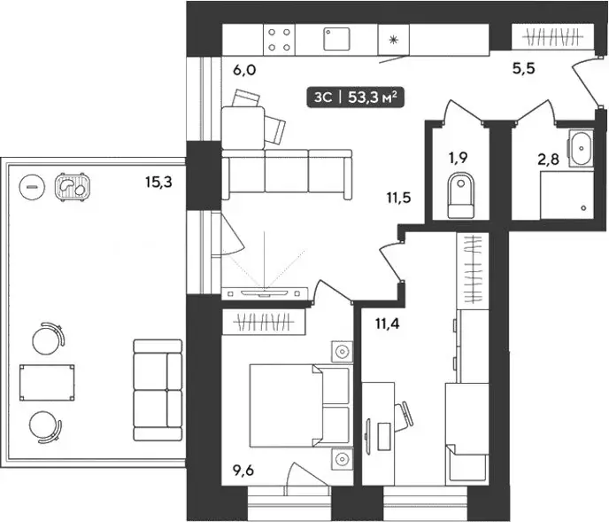 2-комнатная квартира: Октябрьский, жилой комплекс Альпийский квартал, ... - Фото 1