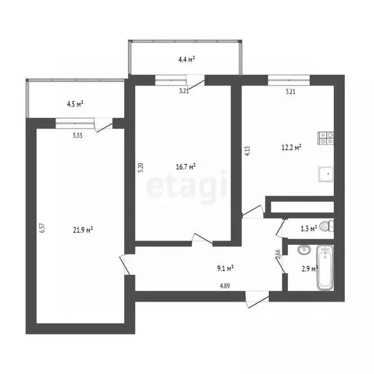 2-к кв. Тюменская область, Тюмень ул. Мебельщиков, 6 (64.1 м) - Фото 1