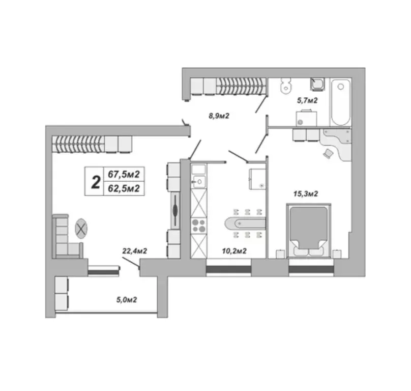 Продаётся 2-к квартира, 67.5 м - Фото 0