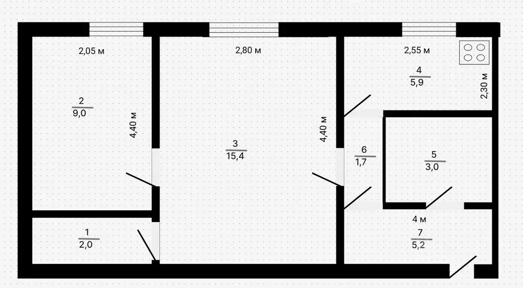 2-к кв. Татарстан, Казань ул. Академика Королева, 41 (42.0 м) - Фото 2