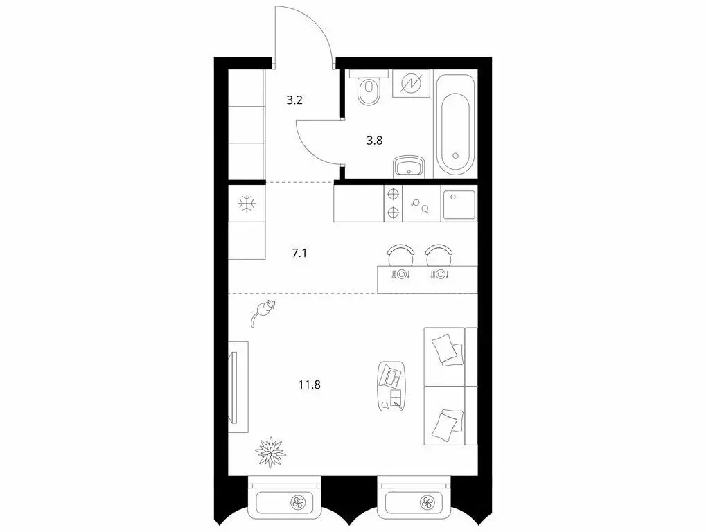 Квартира-студия: Казань, ЖК Сиберово, 3 (25.9 м) - Фото 1