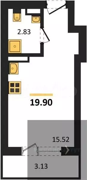 Квартира-студия, 19,9 м, 15/20 эт. - Фото 0