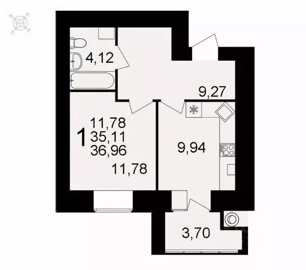 1-к кв. Рязанская область, Рязань ул. Княжье Поле, 10 (36.96 м) - Фото 1