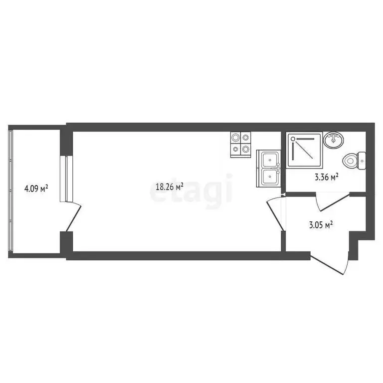 Квартира-студия: Санкт-Петербург, Пулковское шоссе, 29к8 (24.67 м) - Фото 1