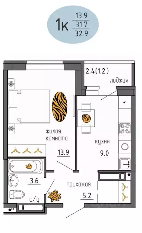 1-к кв. Пермский край, Пермь Ижевская ул., 38 (32.9 м) - Фото 1