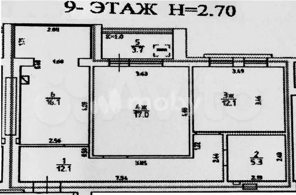 2-к. квартира, 62,6 м, 9/9 эт. - Фото 0